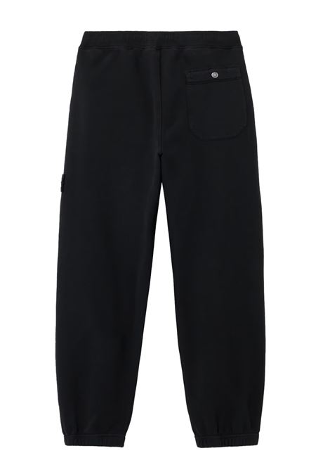 pantalone brushed organic cotton fleece uomo nero STONE ISLAND | K2S15 6200004 S0A20V0029